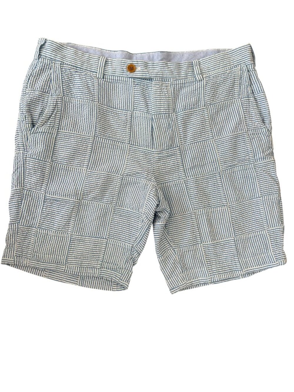 Brooks Brothers Bermuda Shorts Mens 36 Seersucker Blue Bermuda 8” Inseam Striped